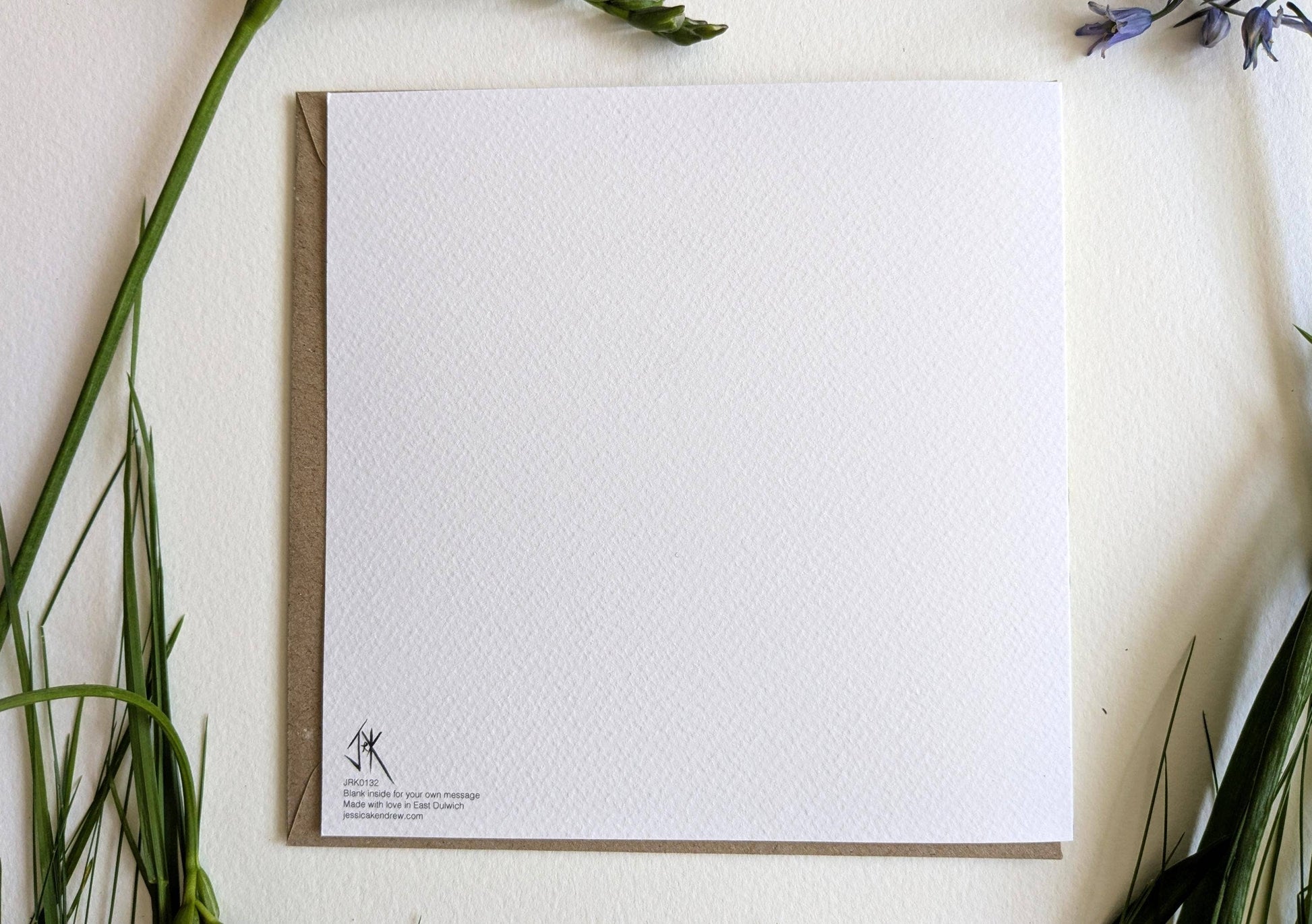 Spring Rabbit card with brown kraft paper envelope