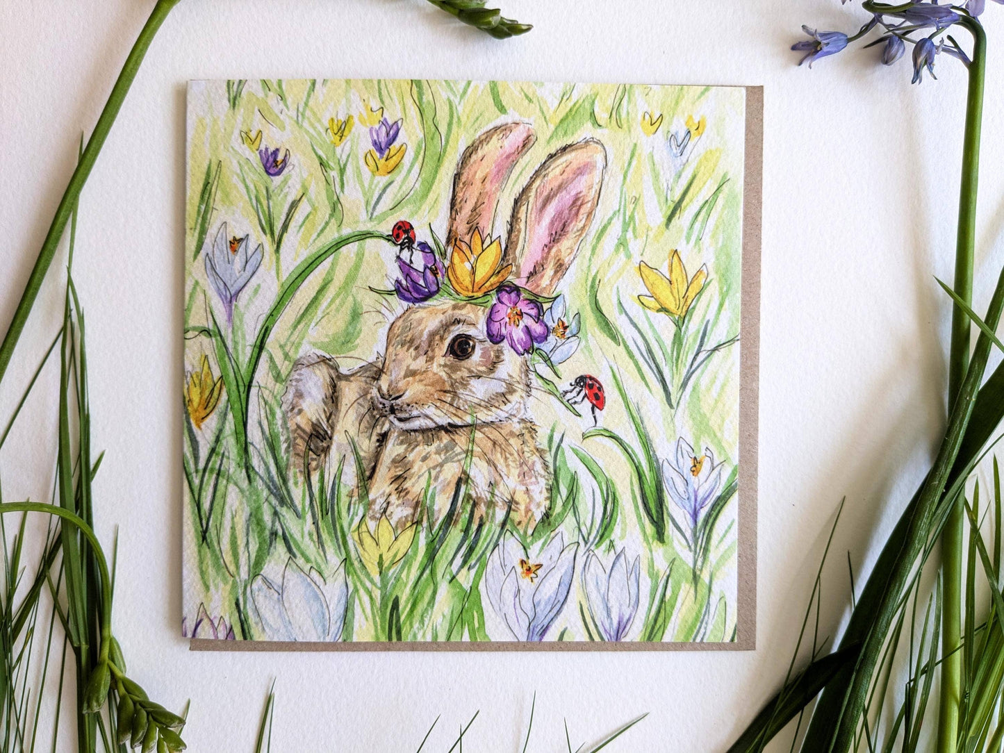 Eco-friendly packaging for Spring Rabbit and Crocus card