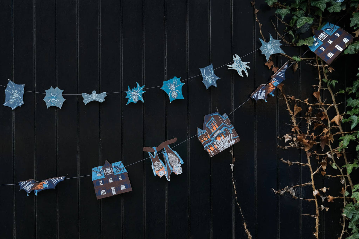 3 metre long haunted house sewn paper garland