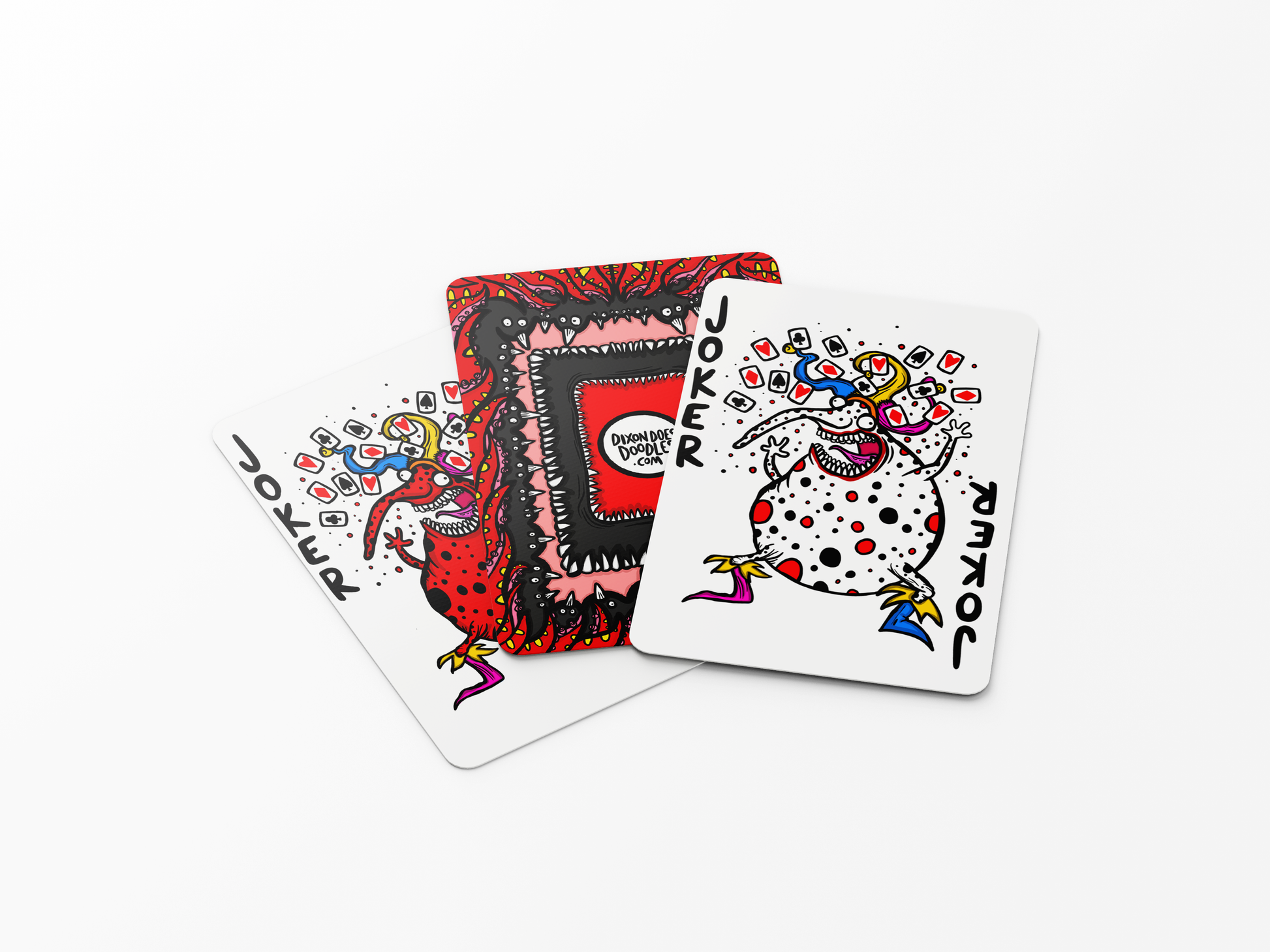 Selection of hand-doodled monster playing cards