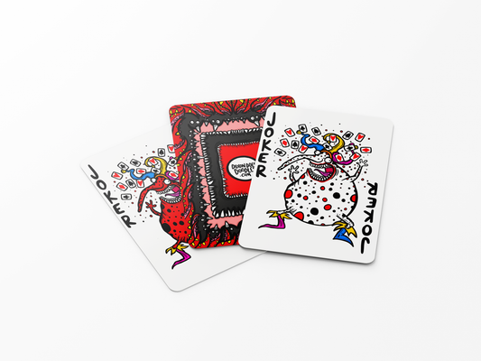 Selection of hand-doodled monster playing cards