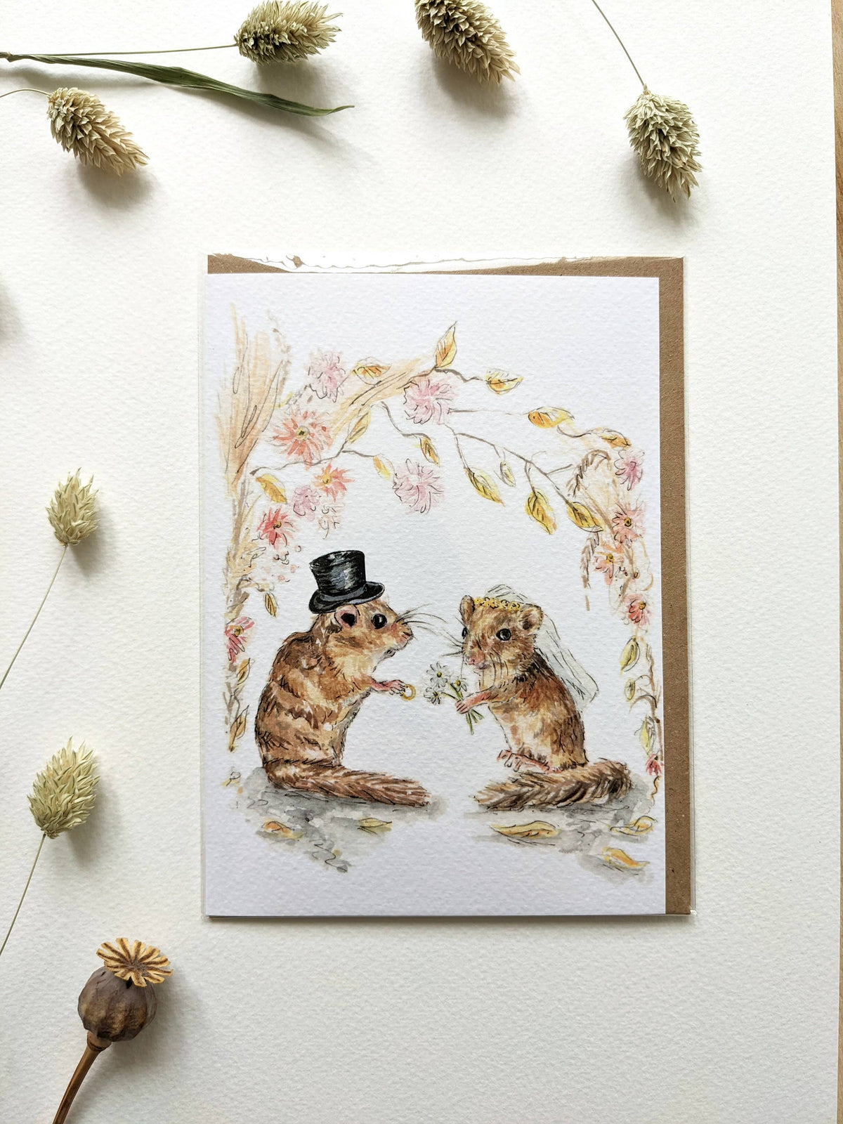 Eco-friendly watercolour greeting card packaged