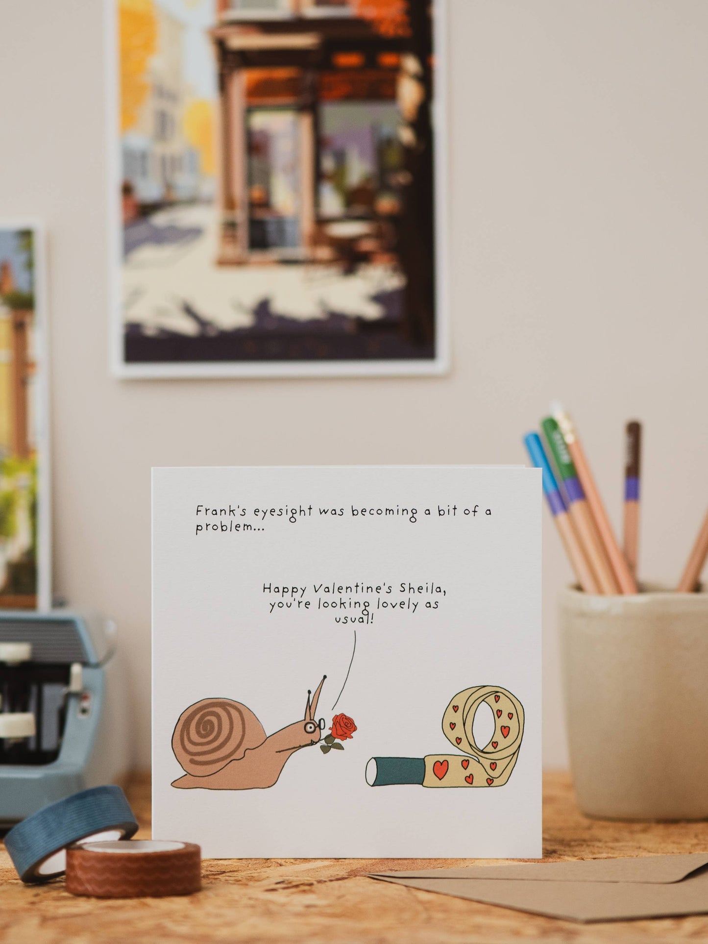 Sustainably sourced Valentine's card with recycled envelope