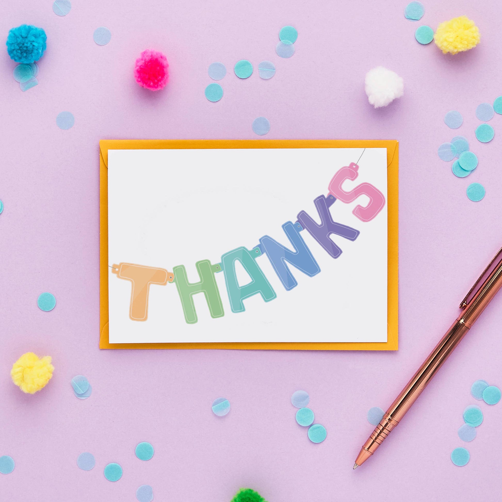 Sustainably sourced thank you card with butterscotch yellow envelope