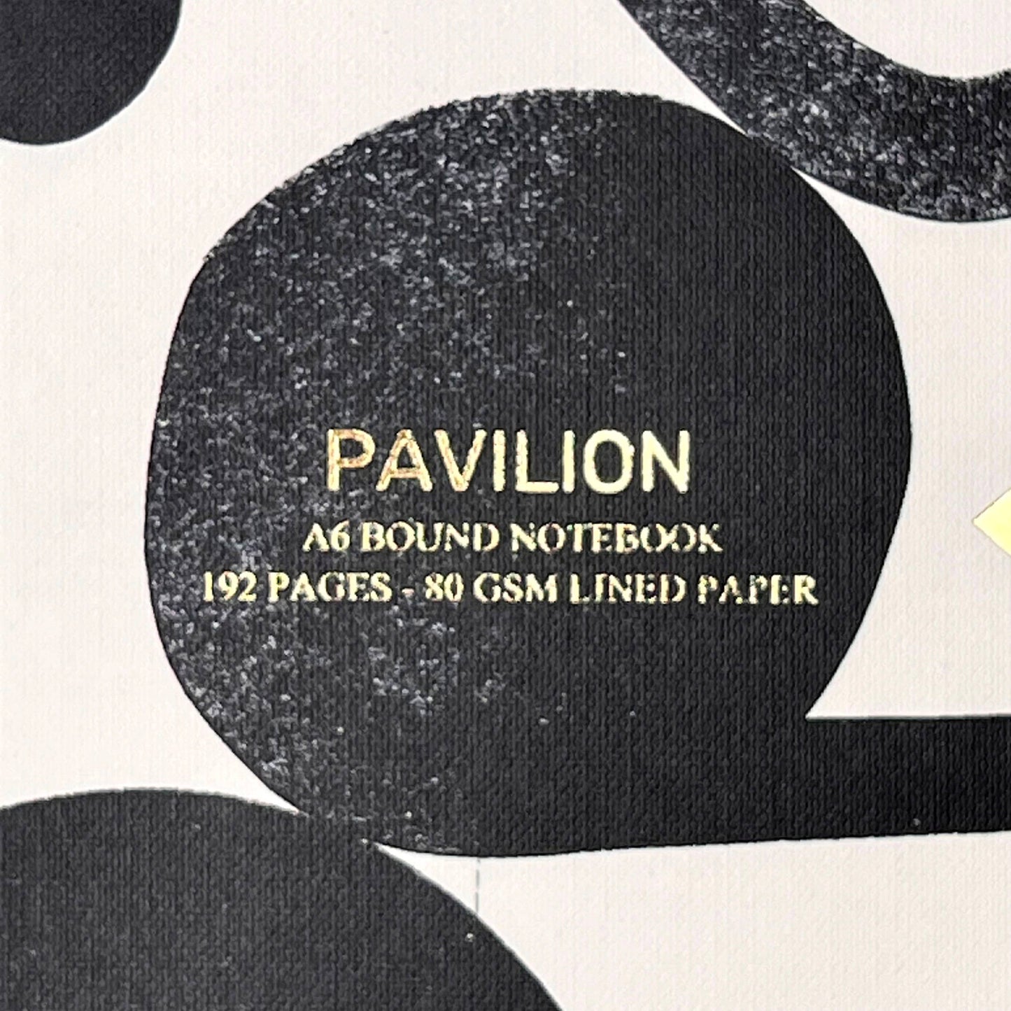 Close up of gold foiled details on A6 notebook cover