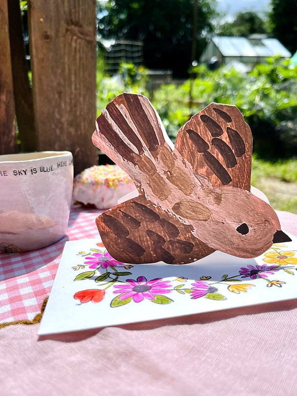 Swooping Bird Card by Laura Skillbeck, recycled, handmade in UK