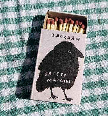 Laura Skillbeck Jackdaw Safety Matches, original illustrated box, sustainably sourced recycled card