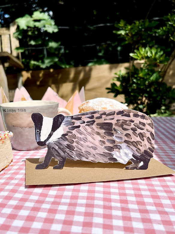Laura Skillbeck Badger Greeting Card, Sustainably Sourced Recycled Card, Plastic-Free, Made in England
