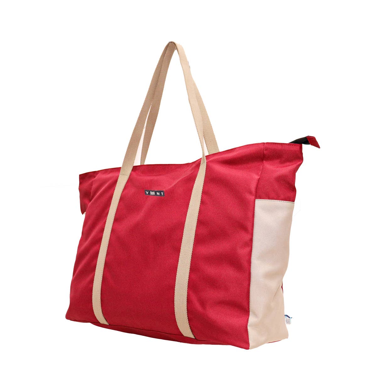 External side pocket on pink sustainable shopper bag