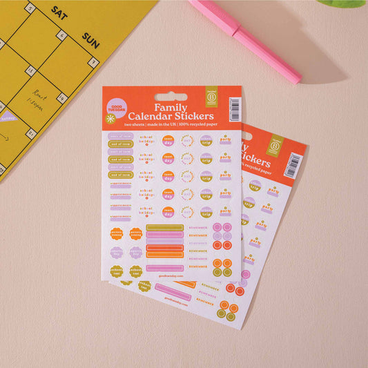 Family Calendar Stickers | Recycled Paper Stickers