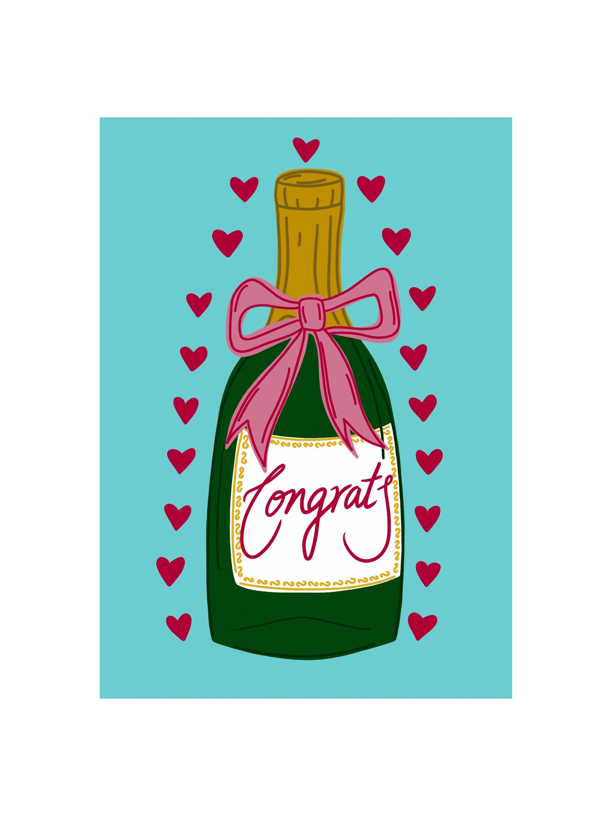 Recycled 'Congrats' greeting card with hand-drawn celebratory design, brown kraft envelope, perfect for weddings and engagements from Forget Me Not & Green.