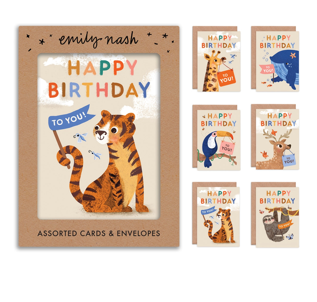 Little Menagerie Birthday Cards Multipack X 6 Kids Cards