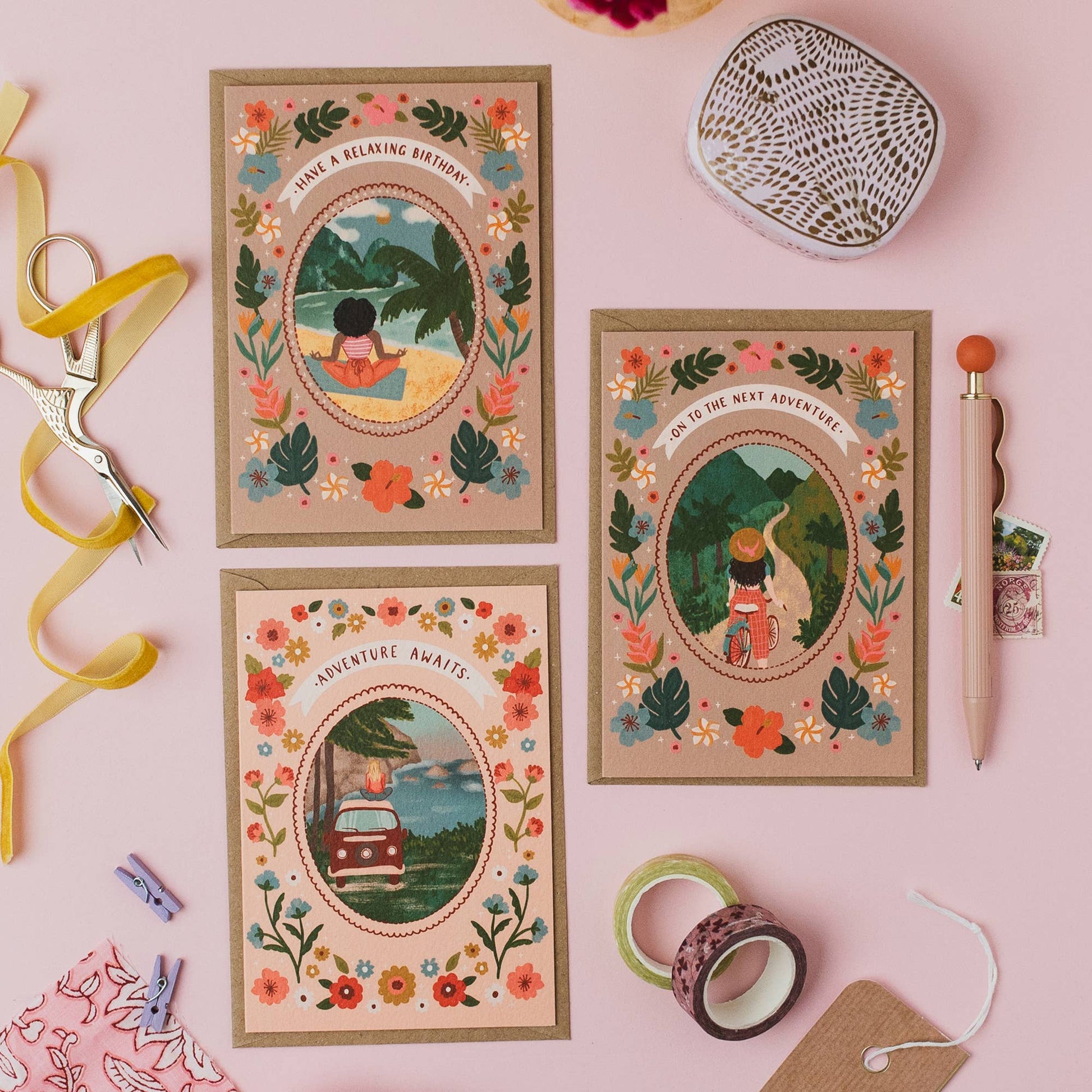 Eco-friendly tropical floral birthday card