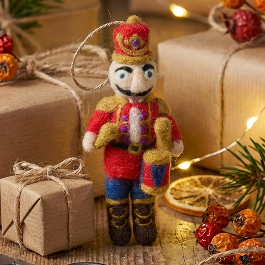 Handmade Felt Nutcracker Ned hanging Christmas decoration