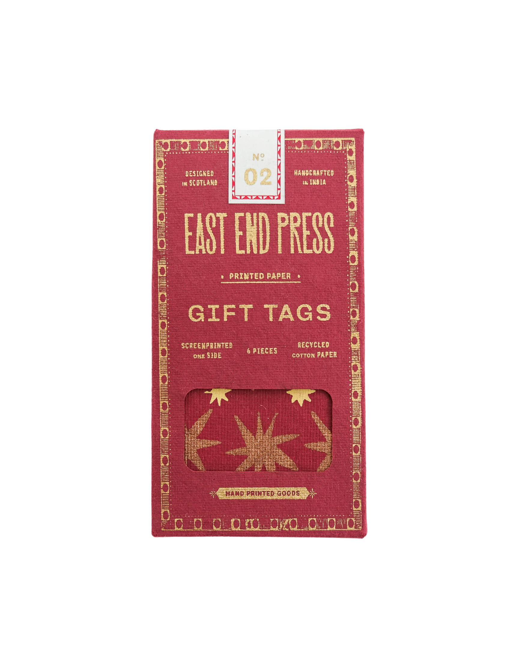 Hand screen printed Christmas Gift Tags by East End Press, recycled cotton paper, assorted festive designs