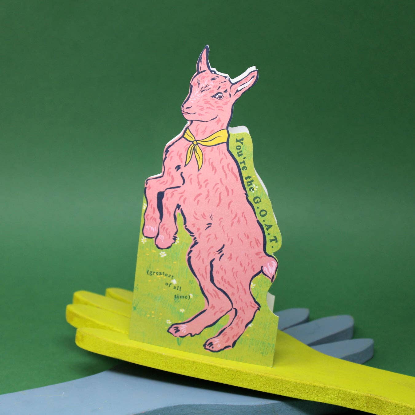 Eco-friendly GOAT shaped card printed with vegan inks