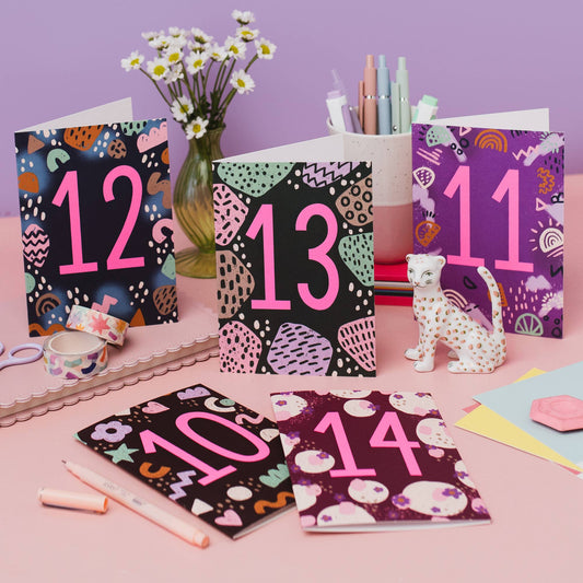 13th birthday greeting card, UK made, premium matt card with kraft envelope