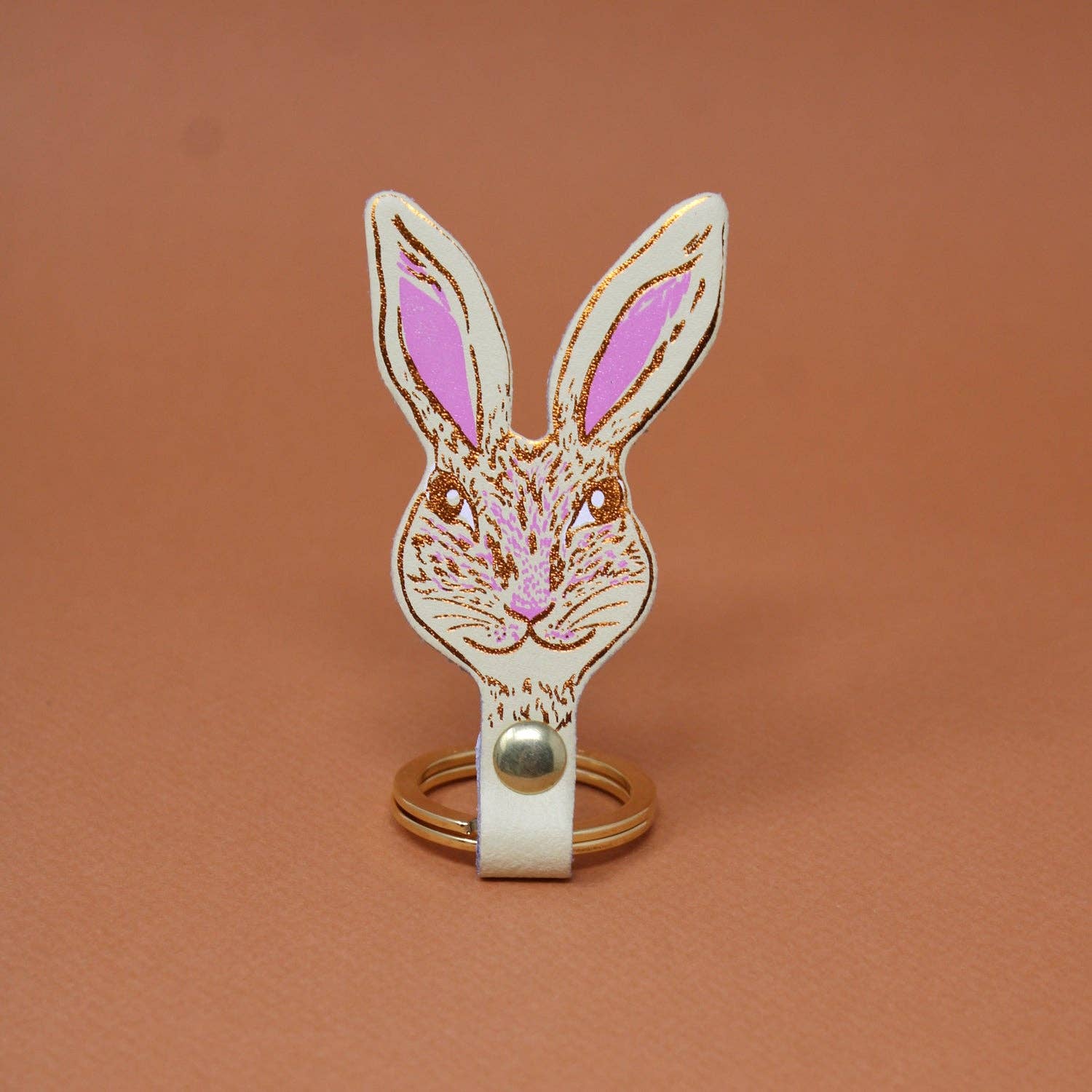Yellow leather bunny keyring accessory