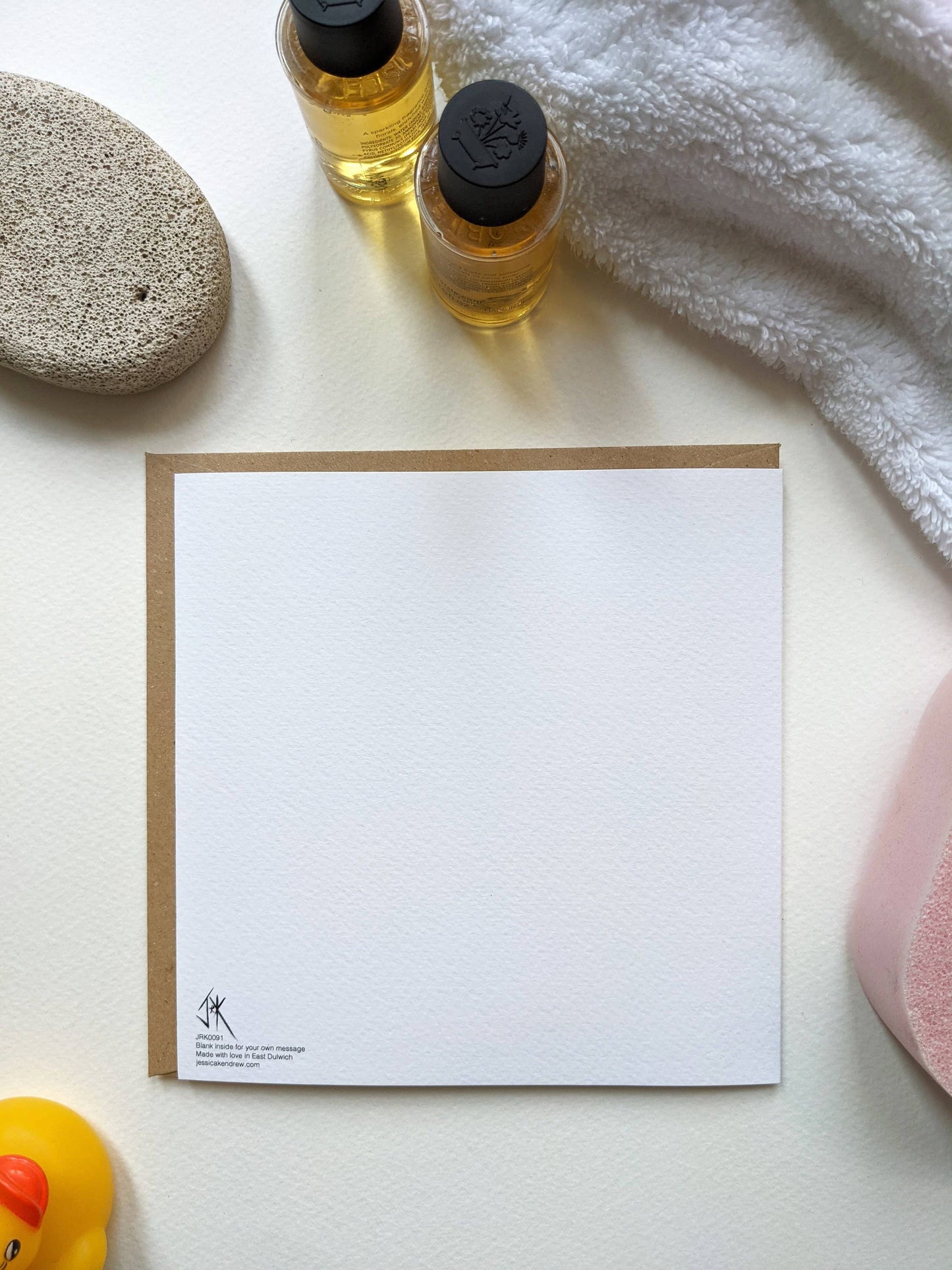 Eco-friendly packaging for Bear in Bath greeting card