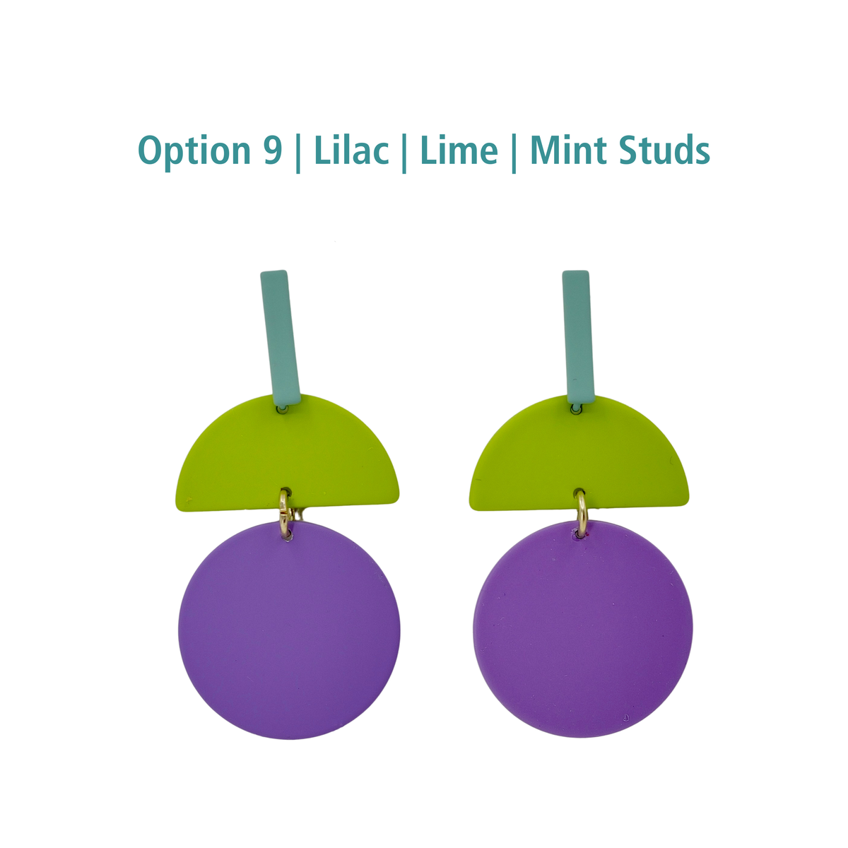 Modern geometric earrings on branded card