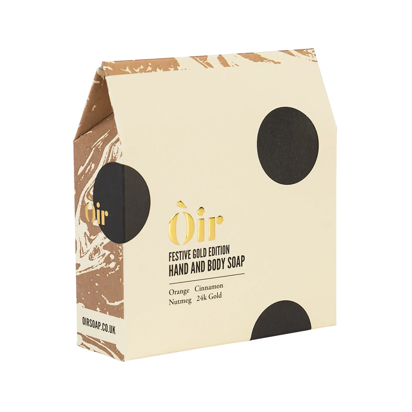 Oir Christmas Soap, Orange Cinnamon Nutmeg, 24k Gold Flakes, Poppy Seeds, Vegan, UK Handmade