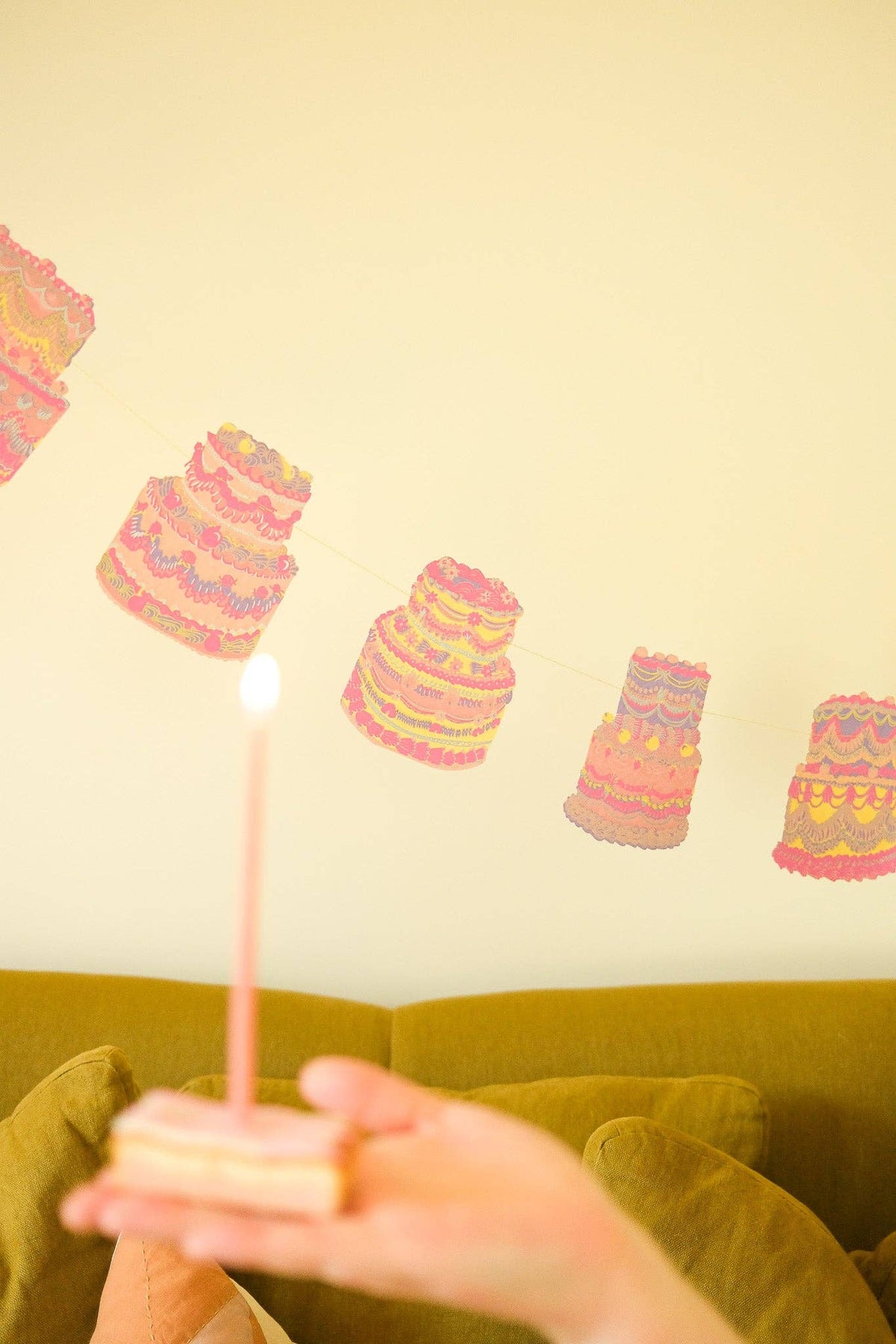 Party styling with celebration cakes sewn garland