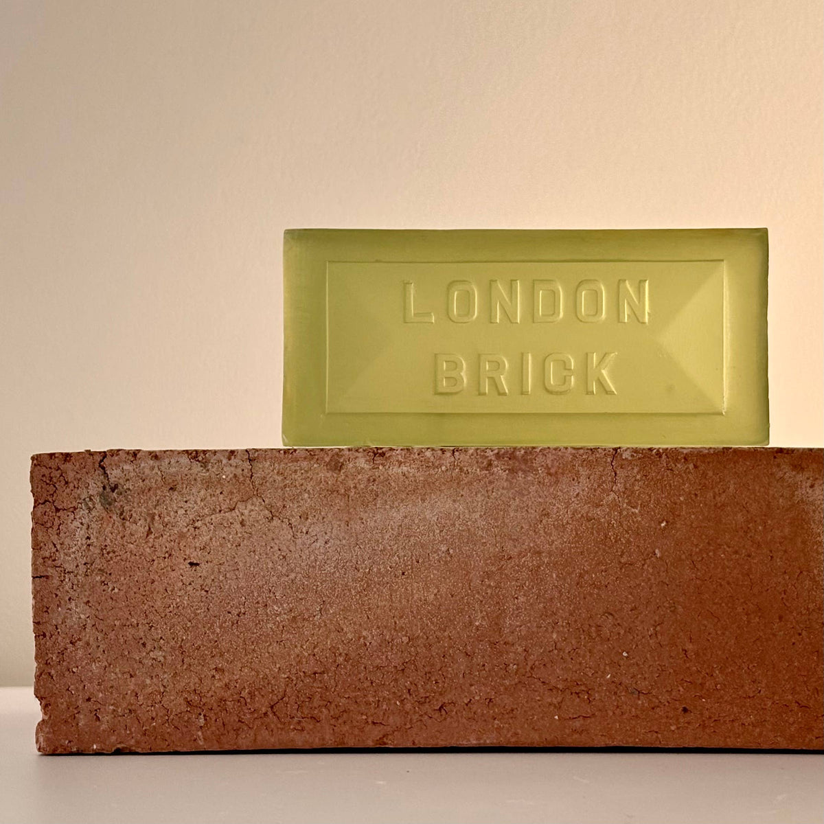 Sustainably sourced botanical bar soap shaped like a London brick