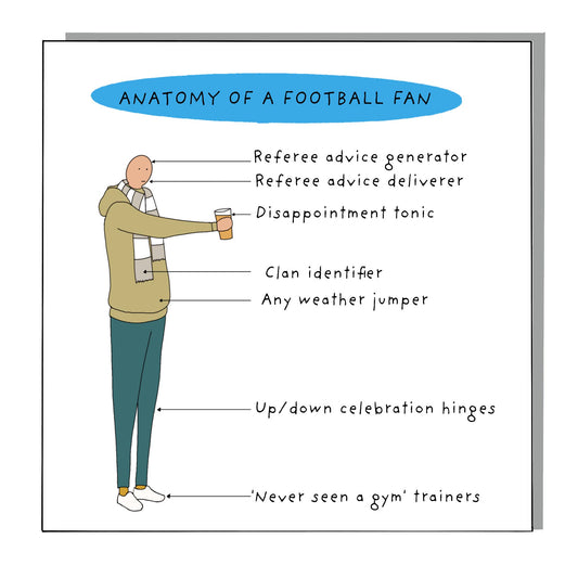 Anatomy of a Football Fan Greeting Card with recycled envelope