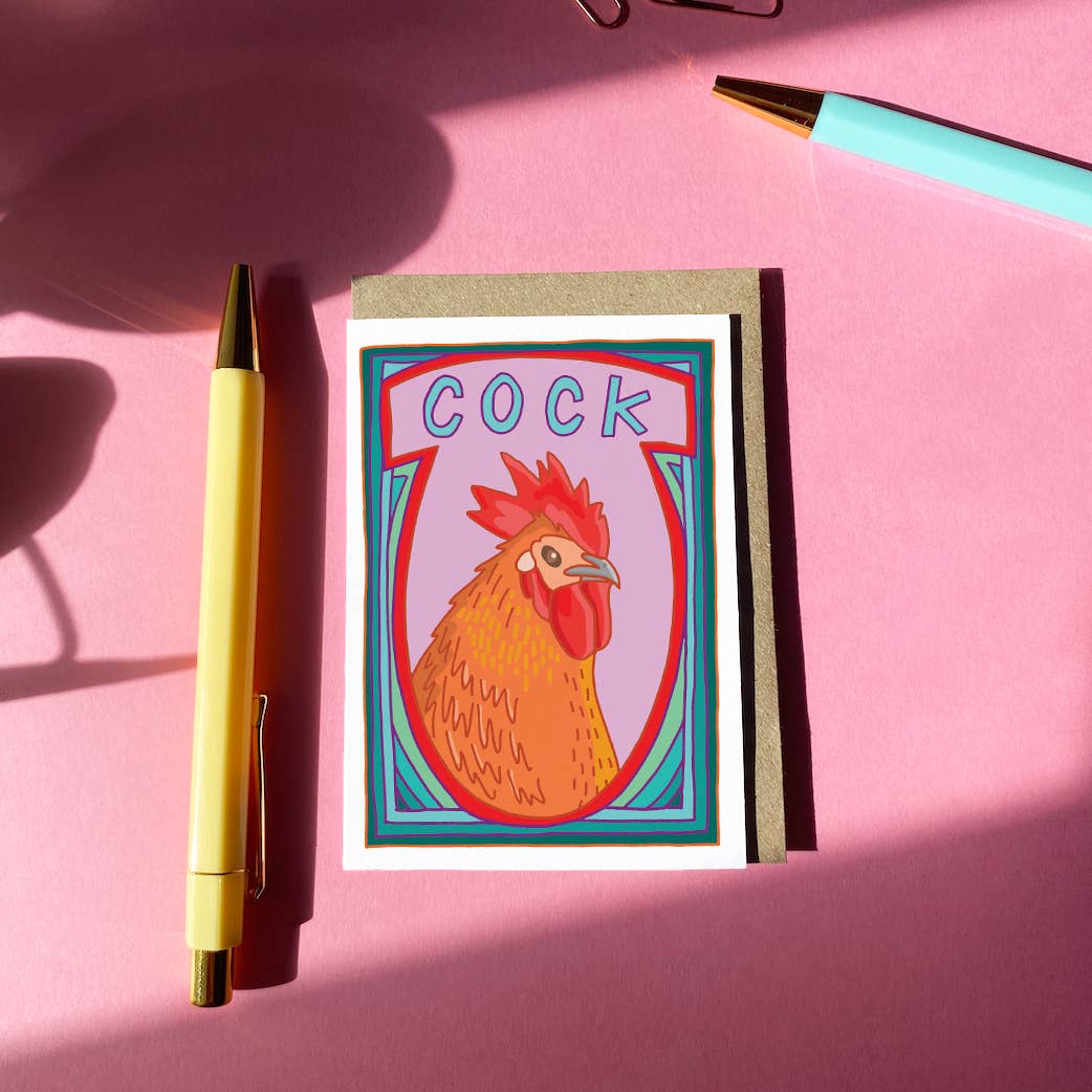 Cock! | Funny Male Birthday Card | A7 Mini Card