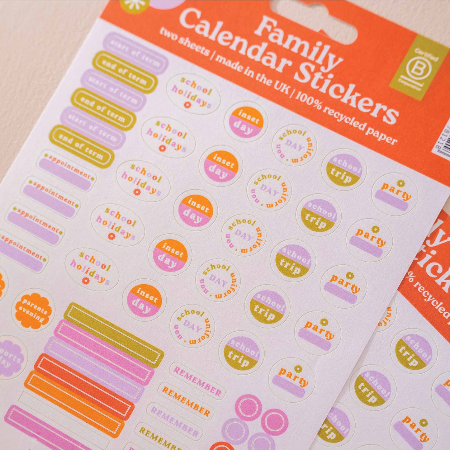 Family Calendar Stickers | Recycled Paper Stickers