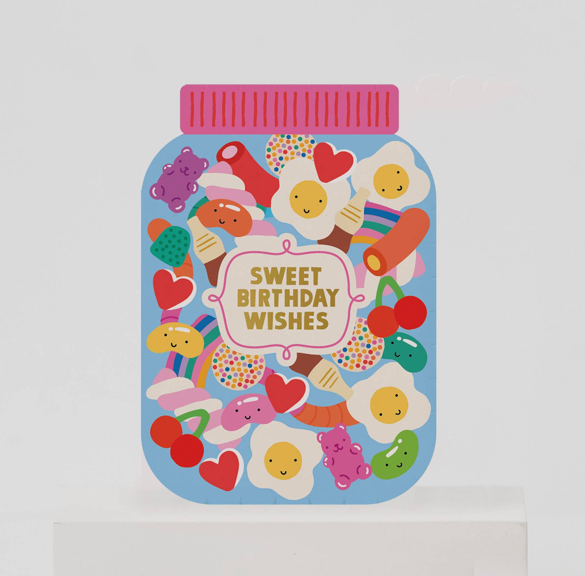 Sugar Rush Sweet Jar Kids Birthday Card with colourful candy illustration