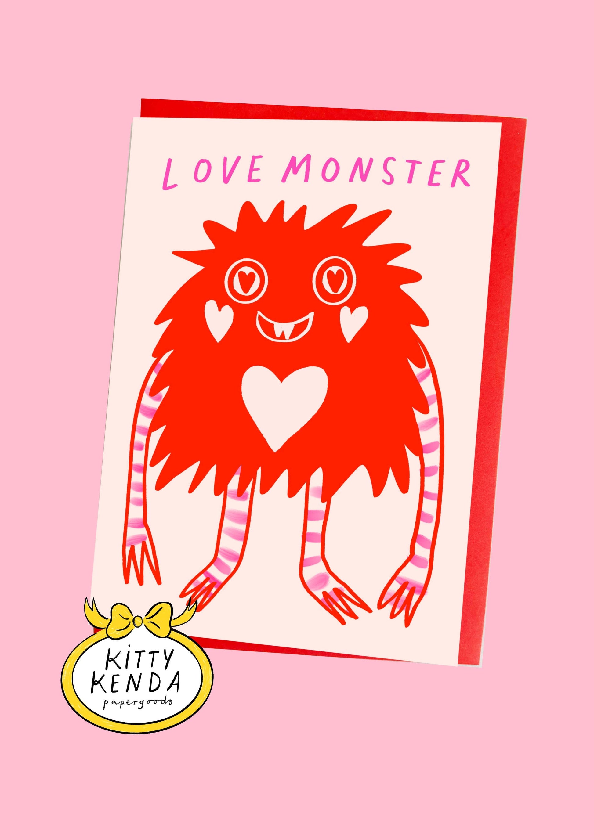 Love Monster Valentine's Greeting Card with colourful envelope