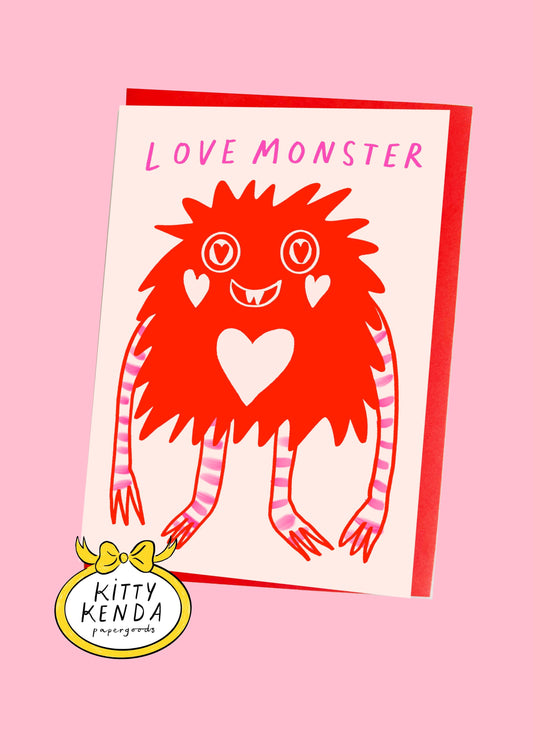 Love Monster Valentine's Greeting Card with colourful envelope