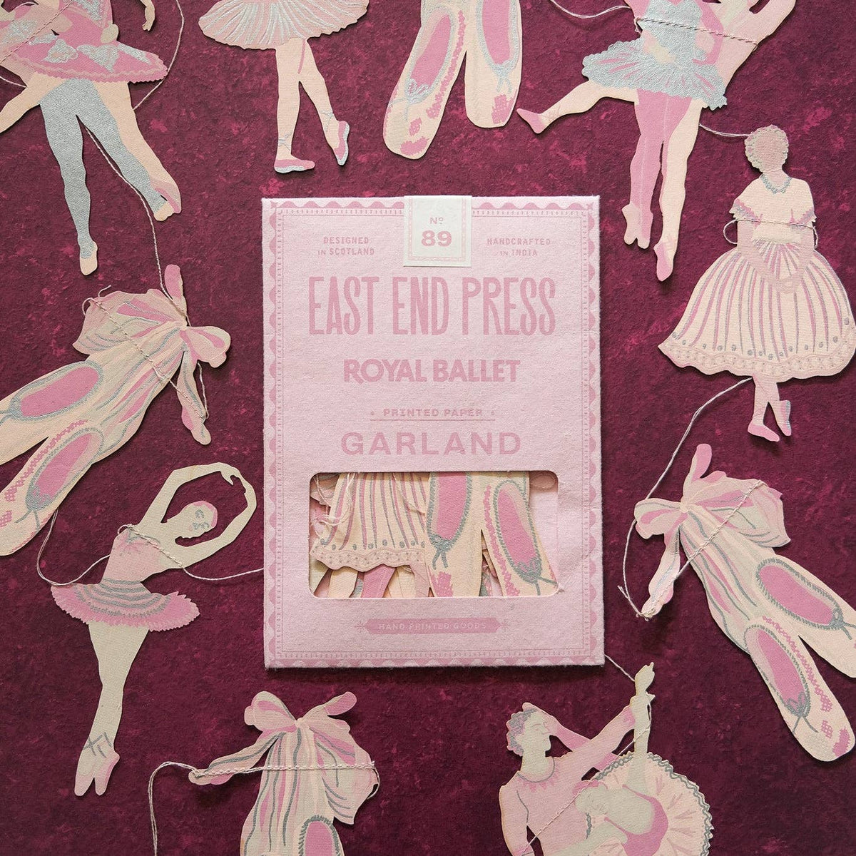 Royal Ballet sewn paper garland featuring pastel dancers en pointe