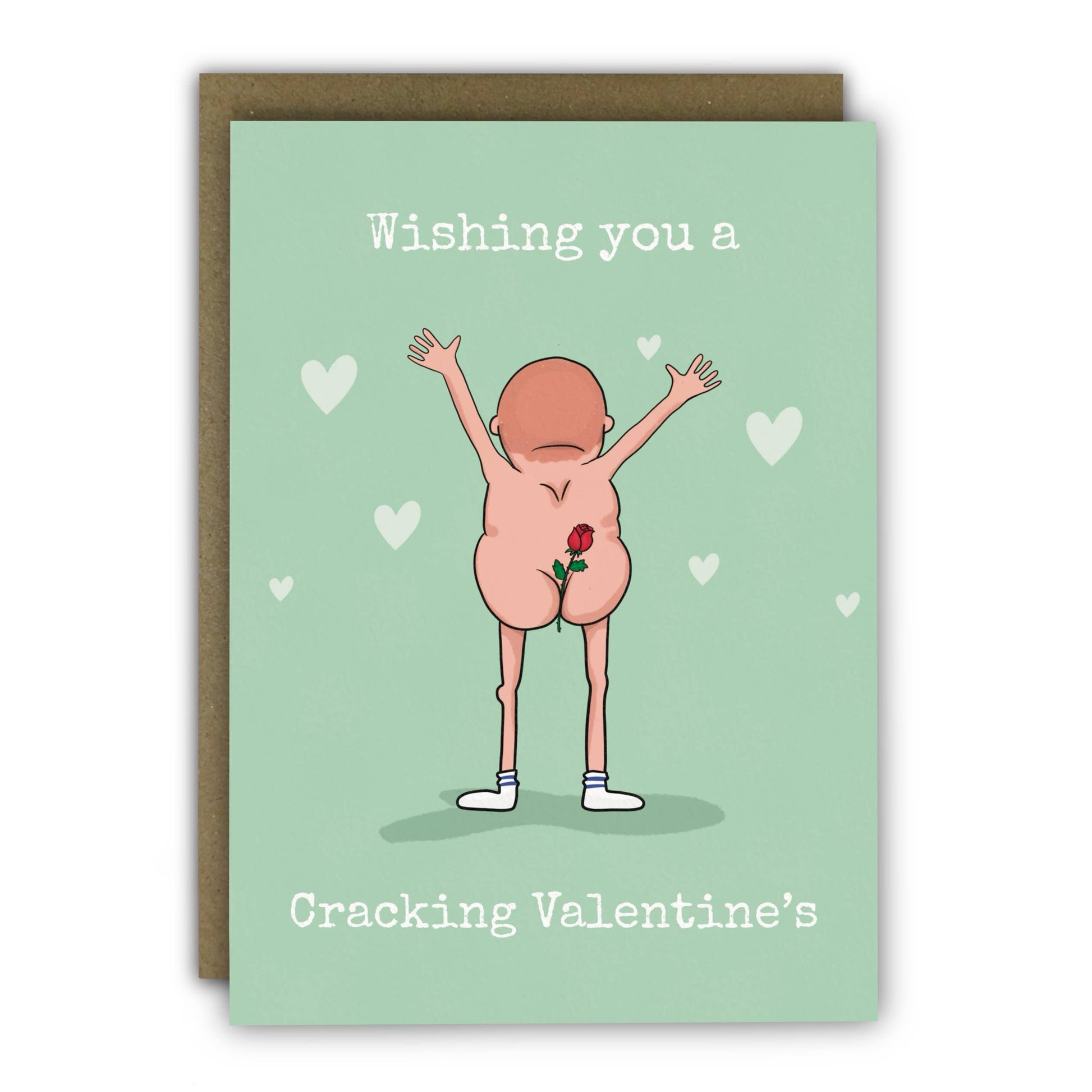 Funny Bare Bum Valentine's Day Card with Kraft Envelope