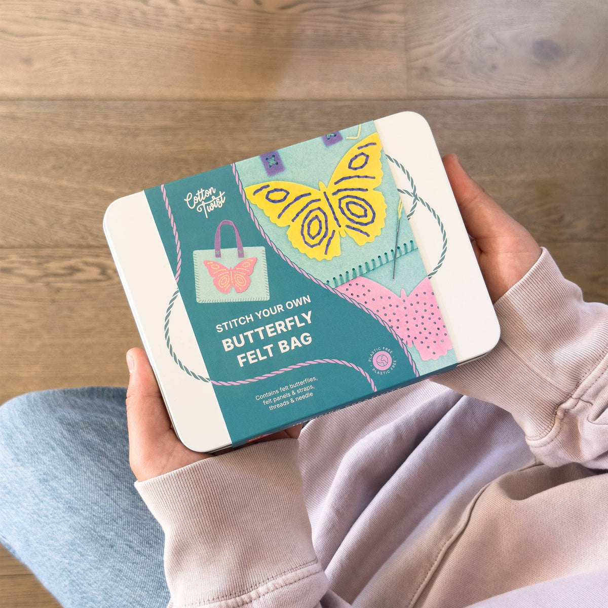 Stitch Your Own Butterfly Felt Bag craft kit in keepsake tin
