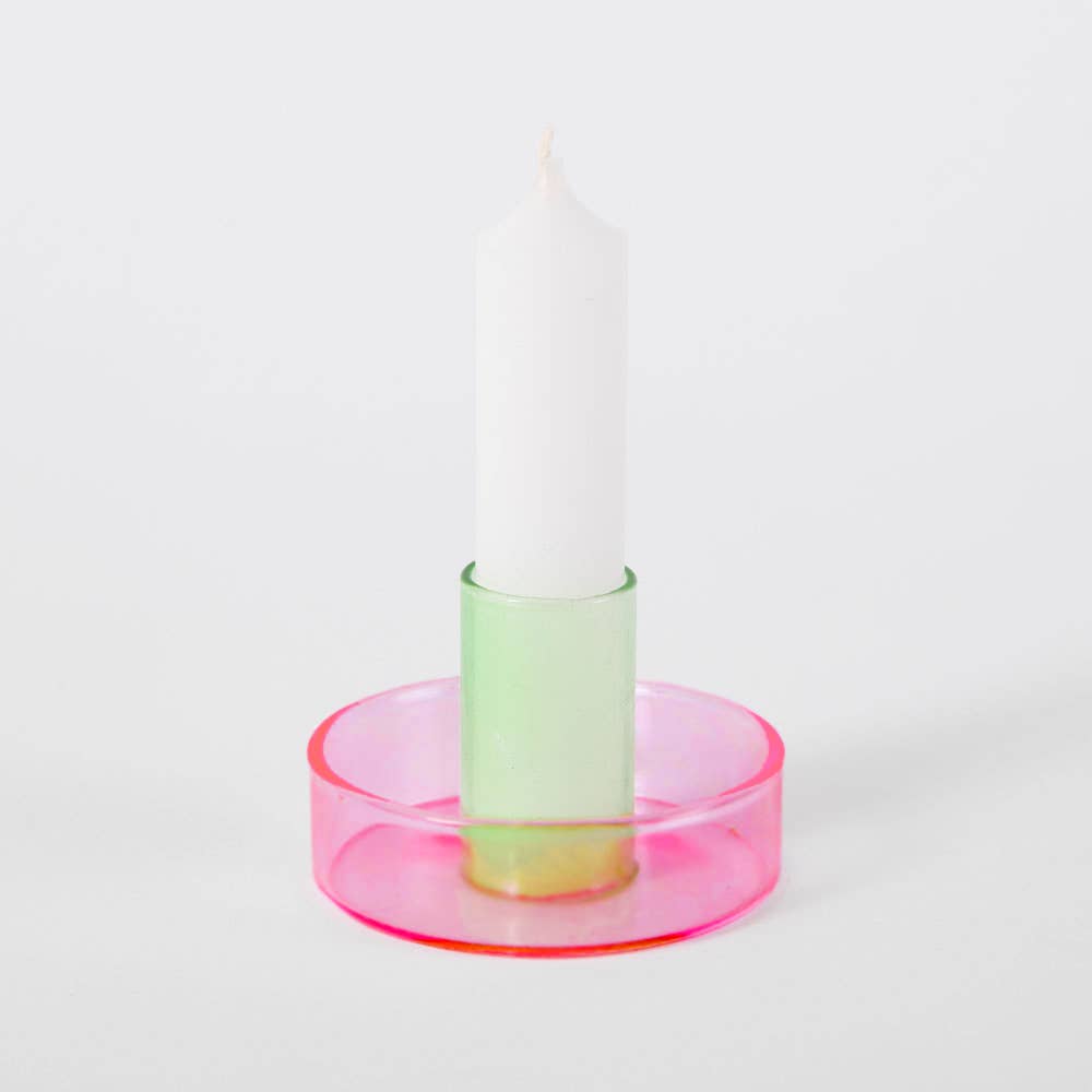 Blue and Green Glass Candle Holder