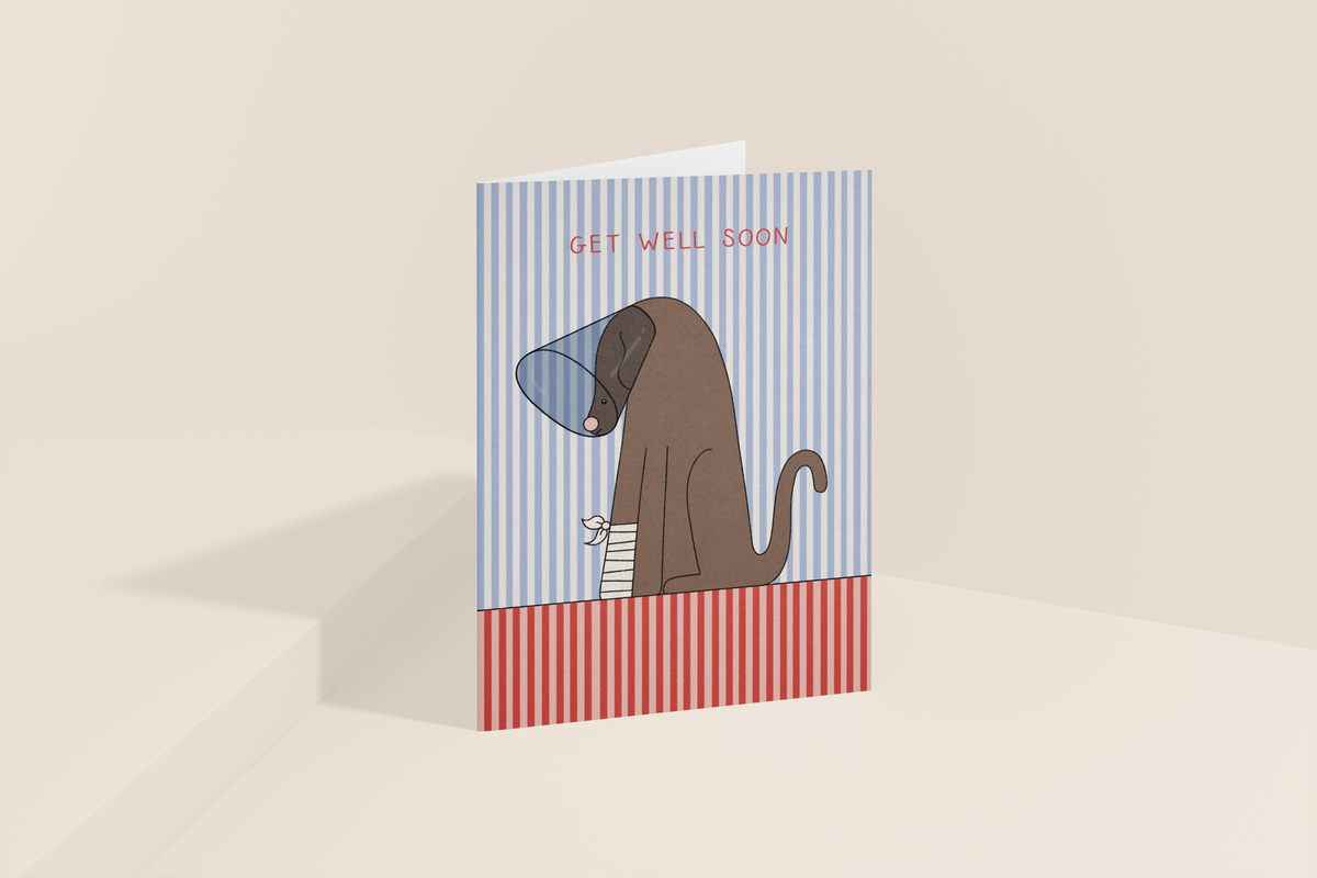 Eco-friendly A6 dog get well soon card with kraft envelope