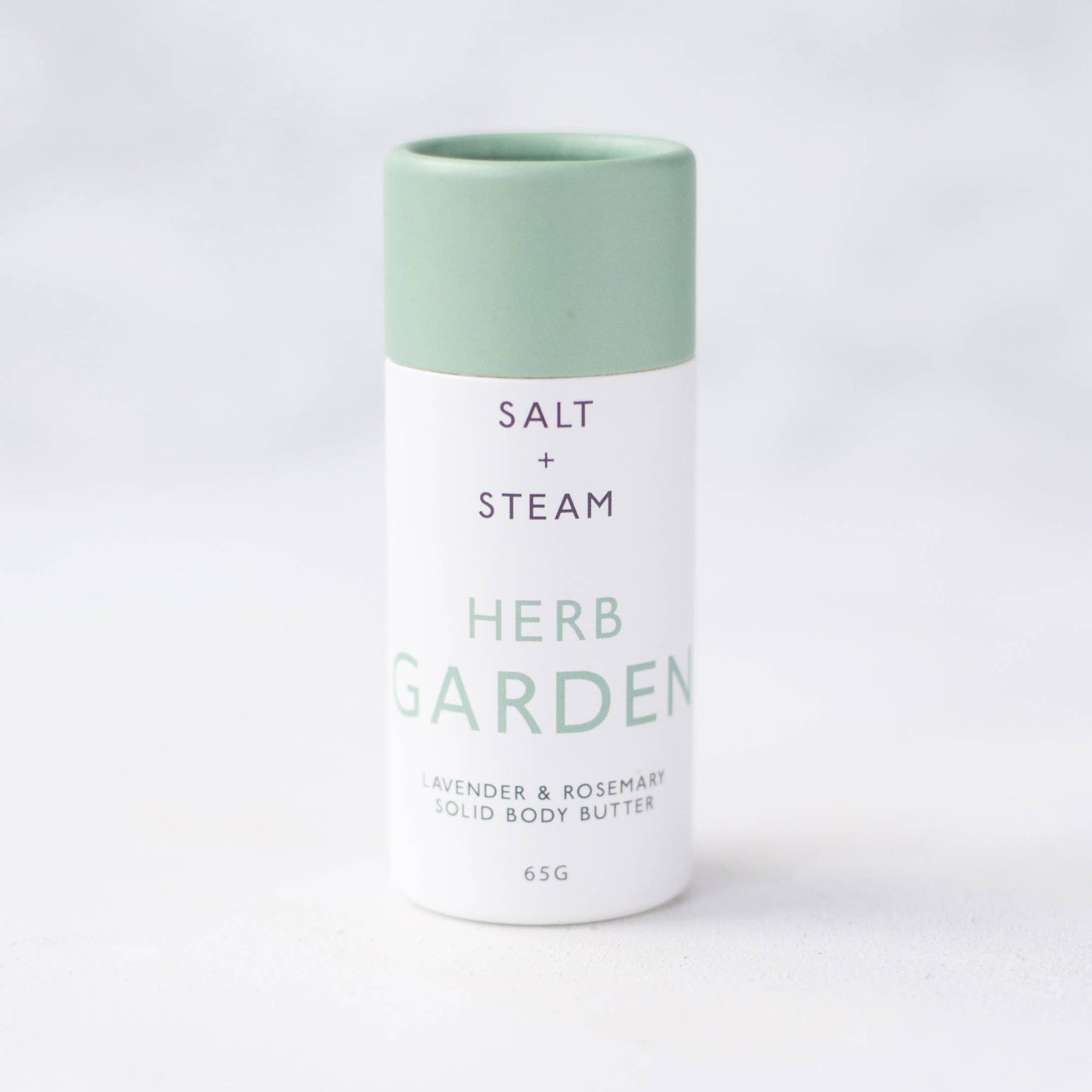 Herb Garden lavender rosemary solid body butter tube on eco-friendly background