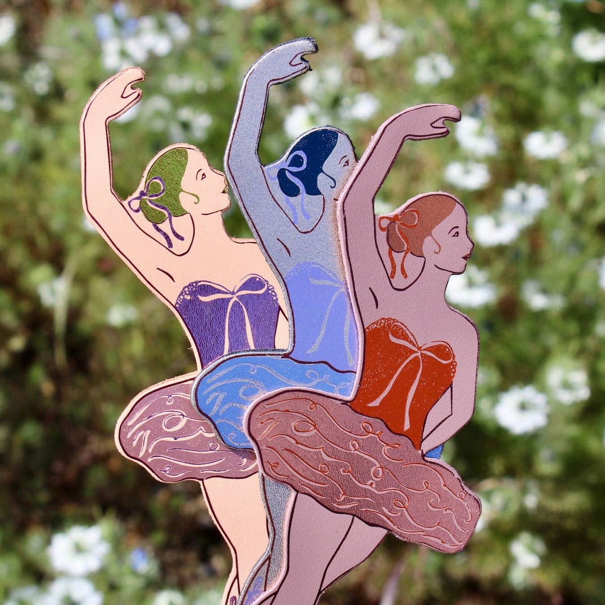Ballerina foiled leather bookmark handmade in the UK