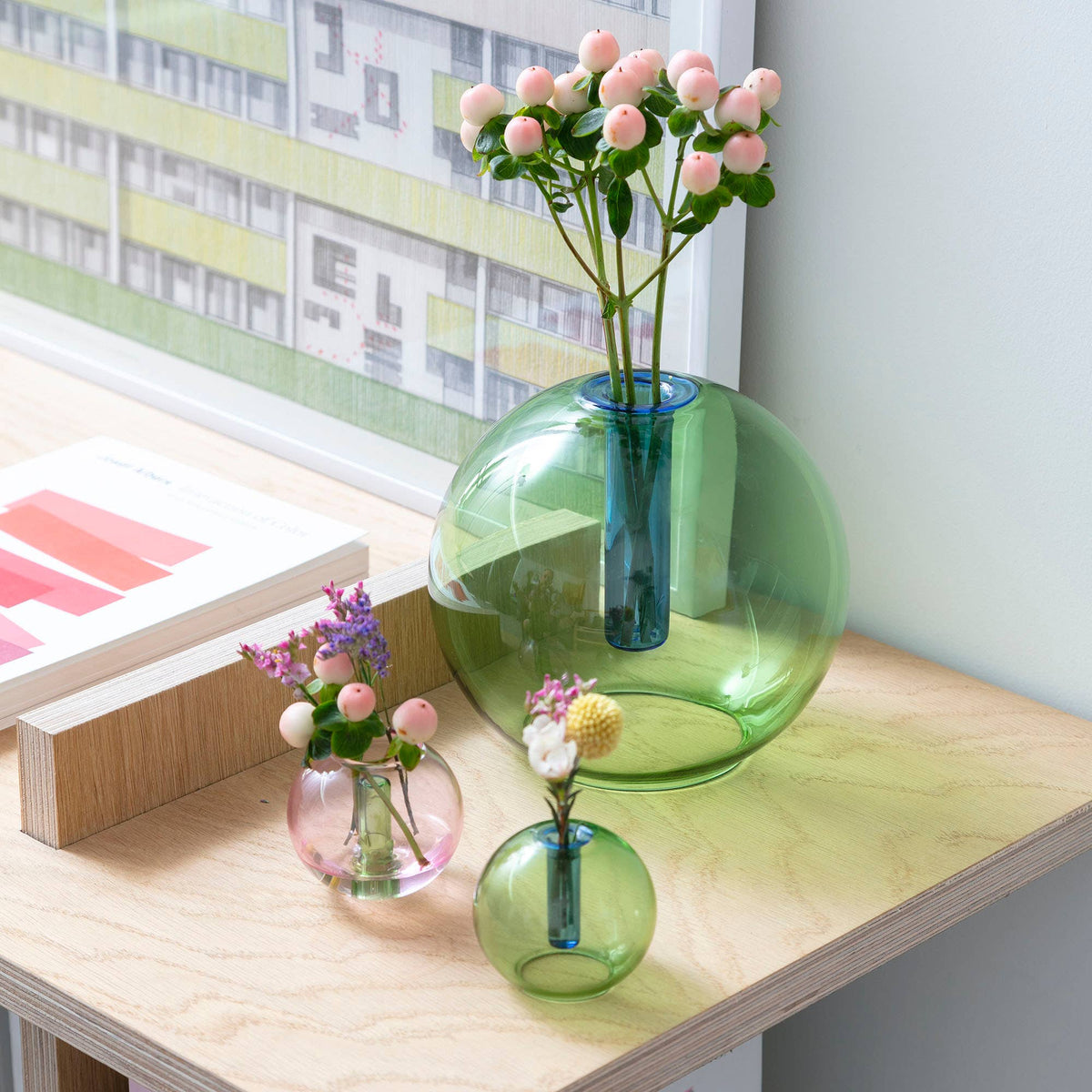 Medium Bubble Glass Vase in coloured borosilicate glass
