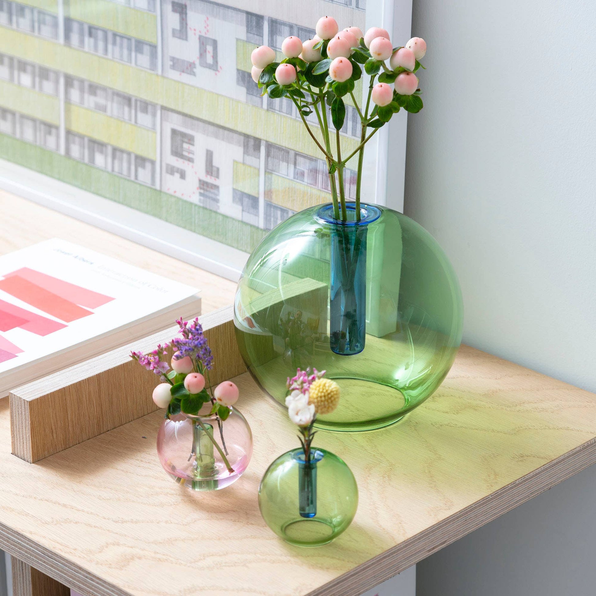 Medium Bubble Glass Vase in coloured borosilicate glass