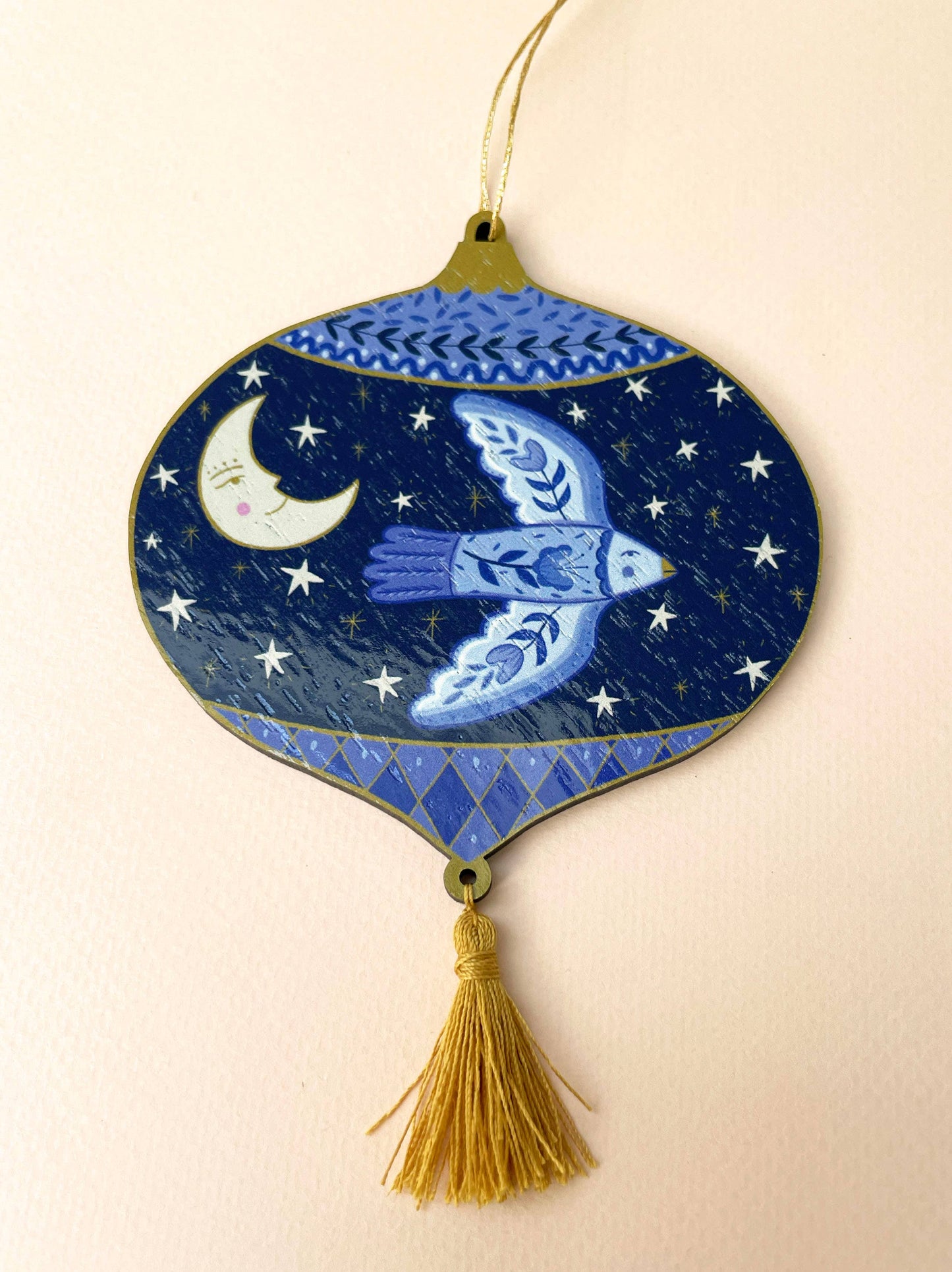 Folk Bird Wooden Hanging Christmas Decoration