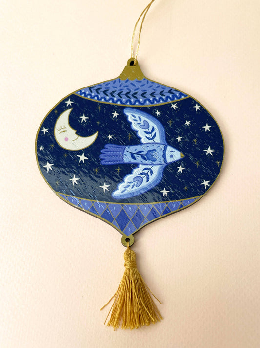 Folk Bird Wooden Hanging Christmas Decoration
