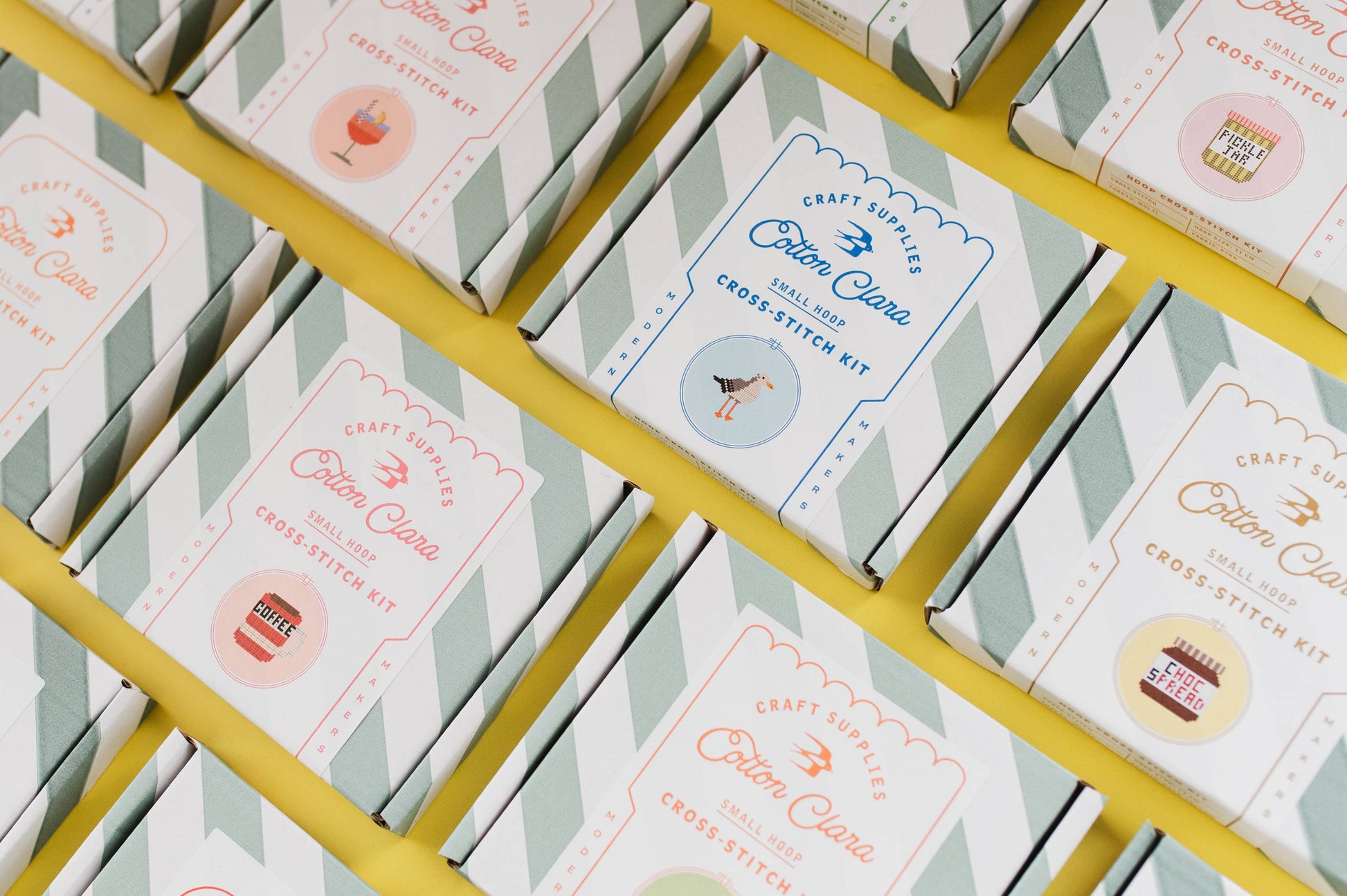 Duck Cross Stitch Kit instructions and materials laid out