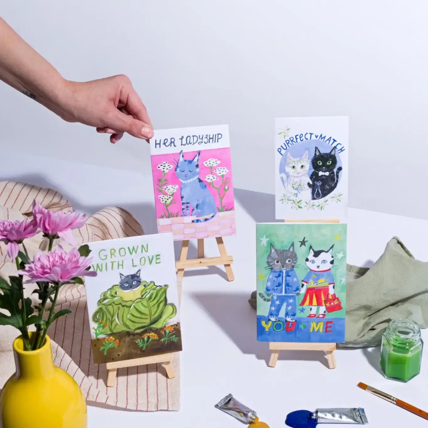 Plastic-free packaged cat card made in the UK