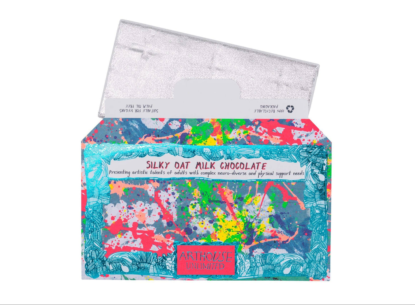 Spring Oat Milk Chocolate Bar on an eco-friendly background