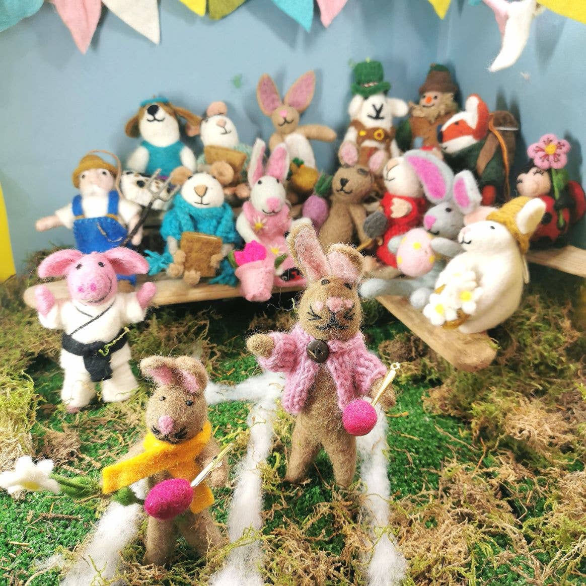 Blossom the Bunny shown with other Easter characters from the Felt So Good range.