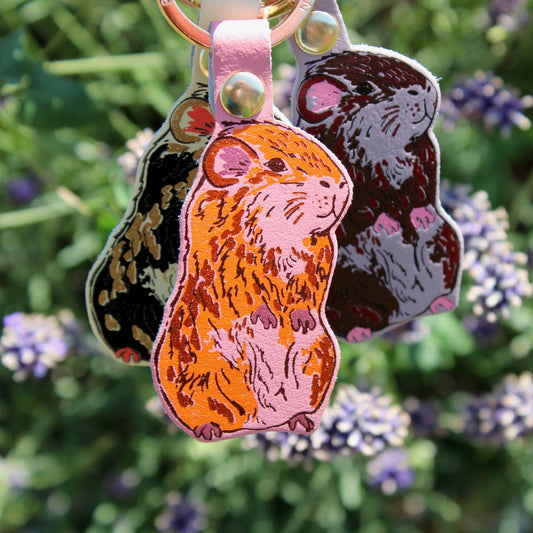 Guinea Pig Leather Keyring, Ark Colour Design, UK handmade eco-friendly gift