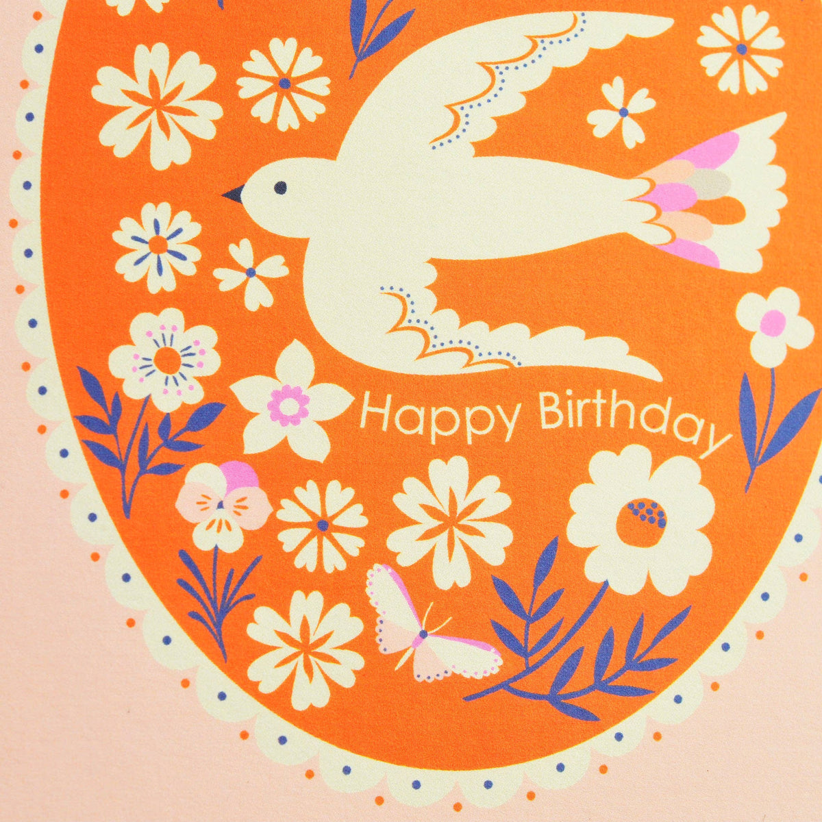 Eco-friendly floral and bird birthday card packaged in biodegradable cello wrap